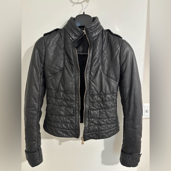 Authentic Black Leather Vintage Versace Jacket! Fits beautifully size XS/0